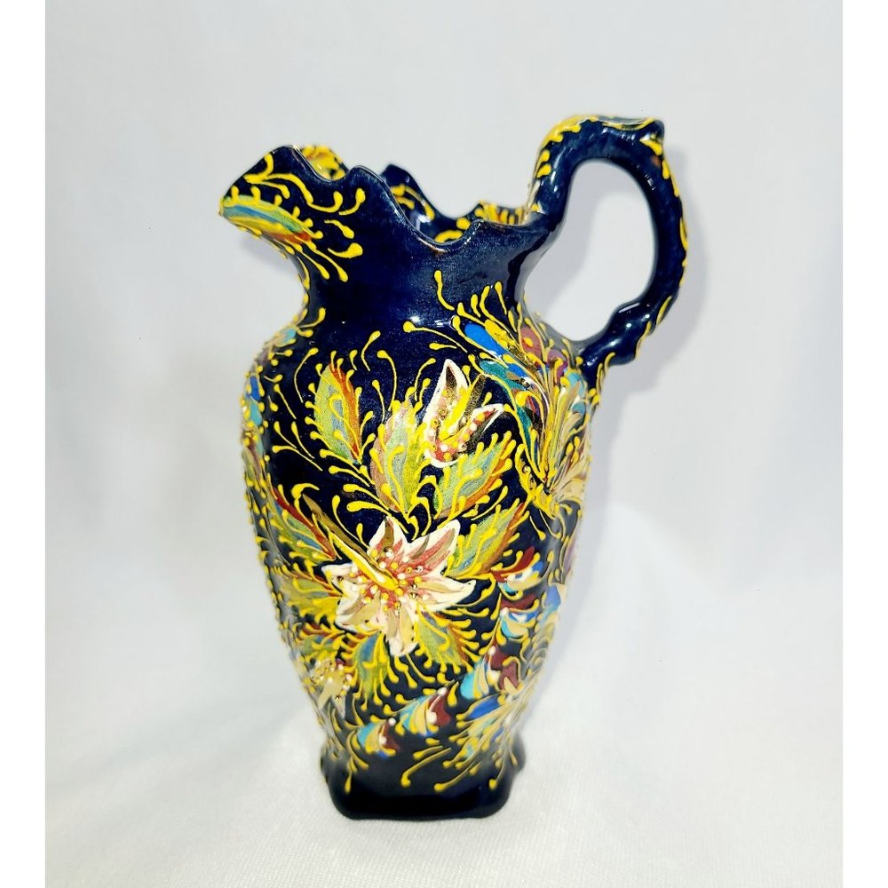 Stunning hand painted moriage navy mini pitcher
